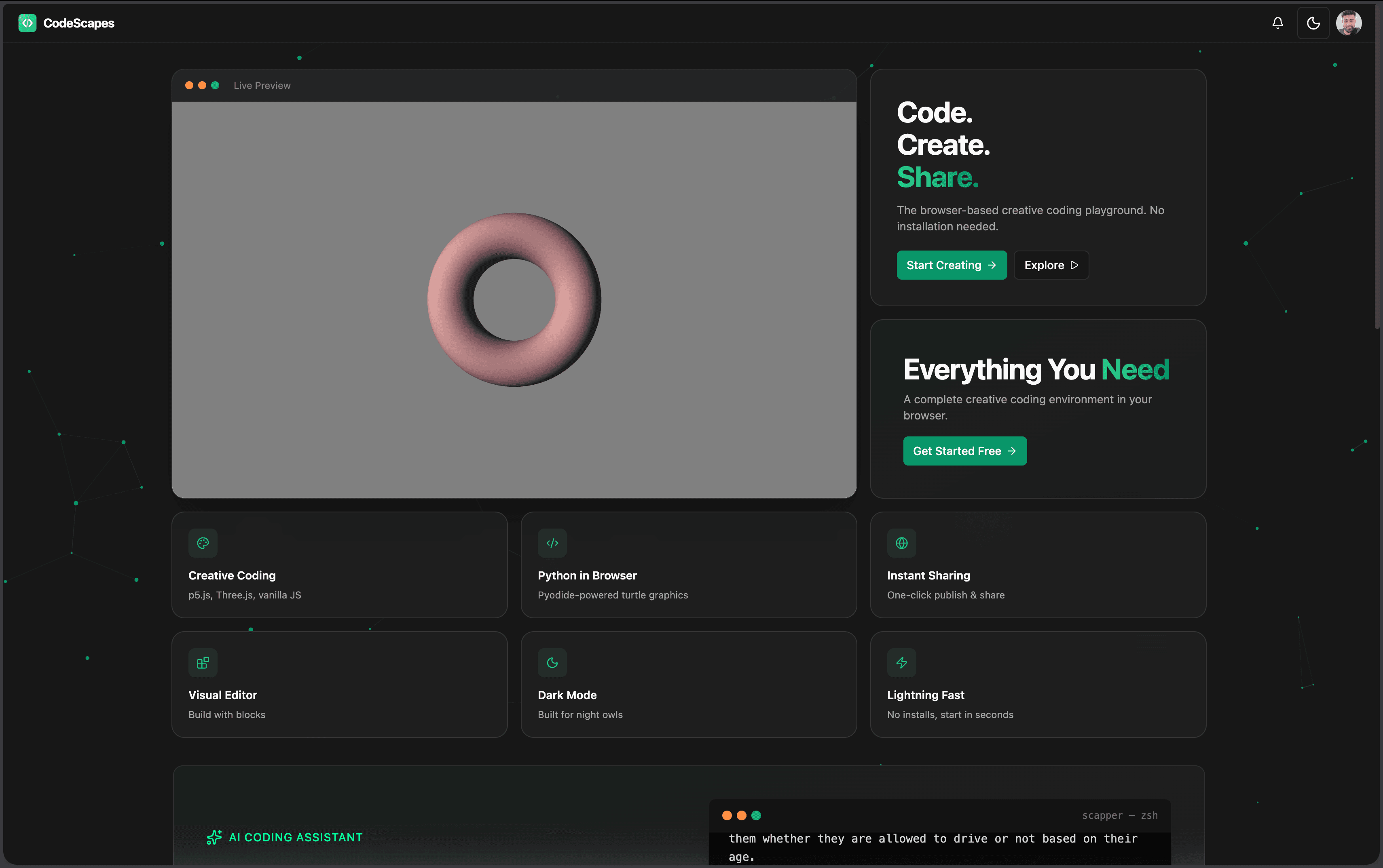 Website design for CodeScapes